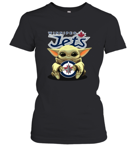 Baby Yoda Hugs The Winnipeg Jets Ice Hockey Women's T-Shirt