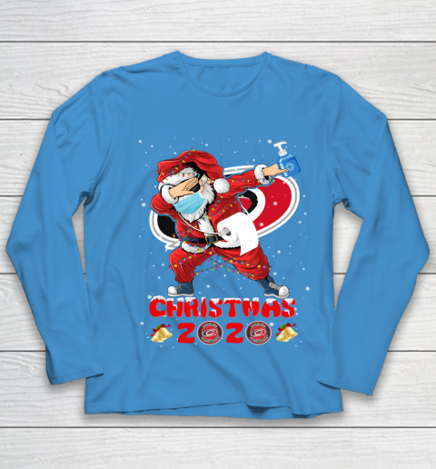 Carolina Hurricanes Funny Santa Claus Dabbing Christmas 2020 NHL Youth Long Sleeve 5