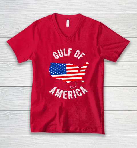 Gulf of USA America Funny Gulf of Mexico USA Flag Map July 4th V-Neck T-Shirt 5