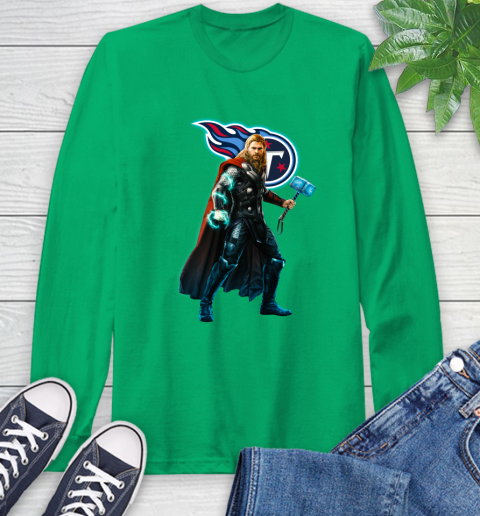 NFL Thor Avengers Endgame Football Tennessee Titans Long Sleeve T-Shirt 7