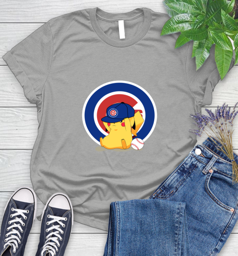 MLB Pikachu Baseball Sports Chicago Cubs Women's T-Shirt 10