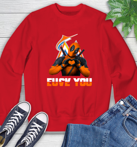 MLB Miami Marlins Deadpool Love You Fuck You Baseball Sports Sweatshirt 10