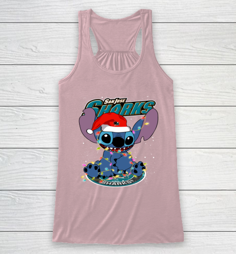 San Jose Sharks NHL Hockey noel stitch Christmas Racerback Tank 5