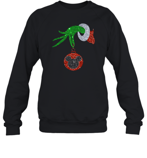 Grinch Hand Holding Disney Mickey Mouse Christmas Sweatshirt