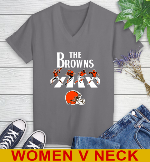 NFL Football Cleveland Browns The Beatles Rock Band Shirt Women's V-Neck T-Shirt 11