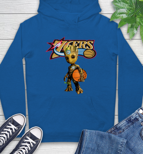Philadelphia 76ers NBA Basketball Groot Marvel Guardians Of The Galaxy Hoodie 9