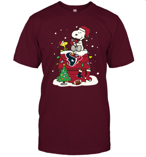 A Happy Christmas With Houston Texans Snoopy Unisex Jersey Tee
