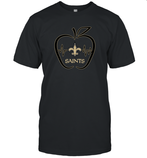 Apple Heartbeat Teacher Symbol New Orleans Saints Unisex Jersey Tee