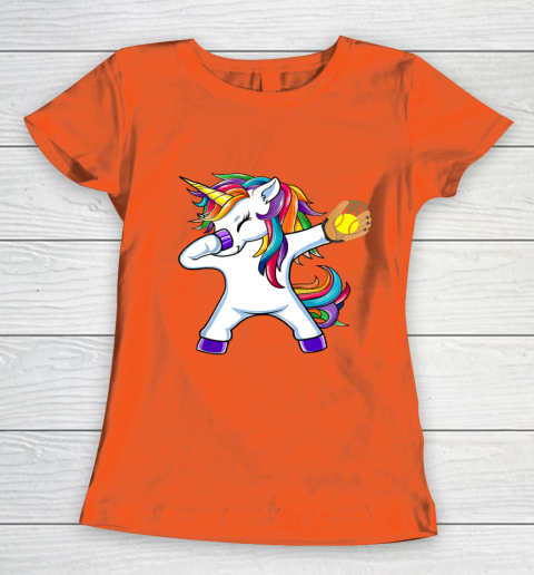 Dabbing Unicorn Softball T Shirt Funny Dab Gift Women's T-Shirt 4