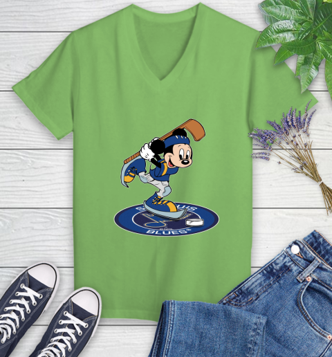 NHL Hockey St.Louis Blues Cheerful Mickey Disney Shirt Women's V-Neck T-Shirt 9
