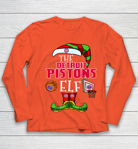 Detroit Pistons Christmas ELF Funny NBA Youth Long Sleeve 3