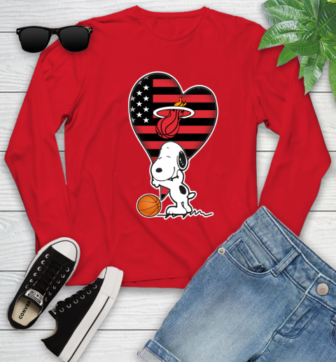Miami Heat NBA Basketball The Peanuts Movie Adorable Snoopy Youth Long Sleeve 11