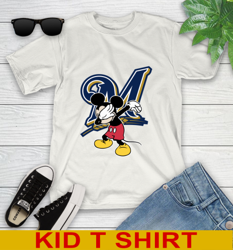 Milwaukee Brewers MLB Baseball Dabbing Mickey Disney Sports Youth T-Shirt