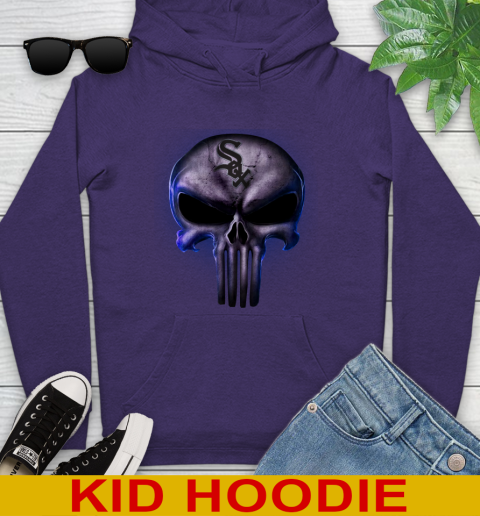 Chicago White Sox MLB Baseball Punisher Skull Sports Youth Hoodie 5