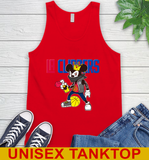 LA Clippers NBA Basketball Mickey Peace Sign Sports Tank Top - Image 7
