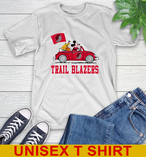 NBA Basketball Portland Trail Blazers Pluto Mickey Driving Disney Shirt T-Shirt