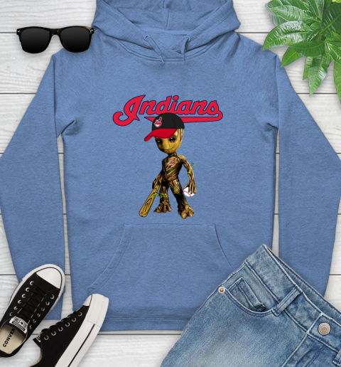 MLB Cleveland Indians Groot Guardians Of The Galaxy Baseball Youth Hoodie 12