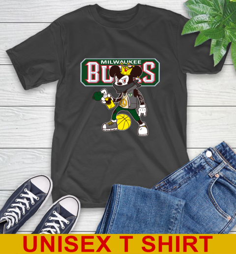 Milwaukee Bucks NBA Basketball Mickey Peace Sign Sports T-Shirt 2