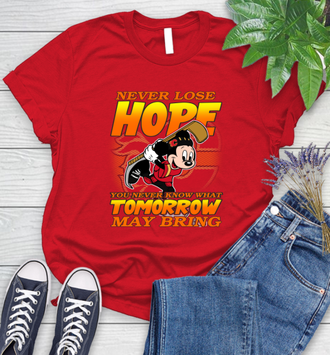 Calgary Flames NHL Hockey ootball Mickey Disney Never Lose Hope Women's T-Shirt 14 Calgary Flames NHL Hockey ootball Mickey Disney Never Lose Hope Women's T-Shirt - Image 14