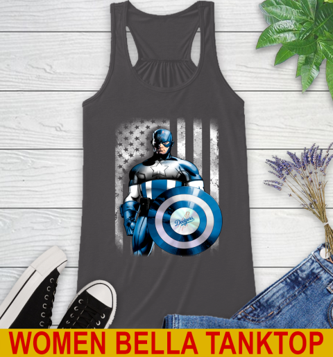 Los Angeles Dodgers MLB Baseball Captain America Marvel Avengers American Flag Shirt Racerback Tank 10