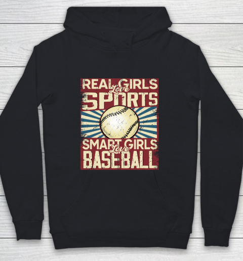 Real girls love sports smart girls love Baseball Youth Hoodie
