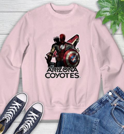 NHL Captain America Thor Spider Man Hawkeye Avengers Endgame Hockey Arizona Coyotes Sweatshirt 9