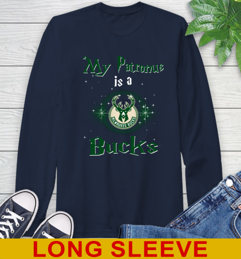 NBA Basketball Harry Potter My Patronus Is A Milwaukee Bucks Long Sleeve T-Shirt 3