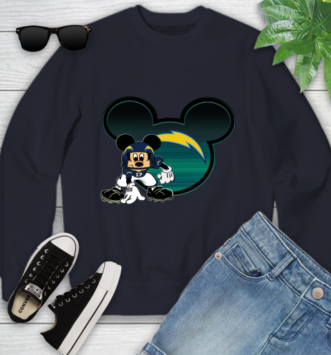NFL Los Angeles Chargers Mickey Mouse Disney Football T Shirt Youth Sweatshirt 3