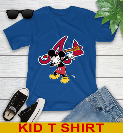 Atlanta Braves MLB Baseball Dabbing Mickey Disney Sports Youth T-Shirt 9
