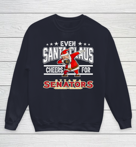 Ottawa Senators Even Santa Claus Cheers For Christmas NHL Youth Sweatshirt 2