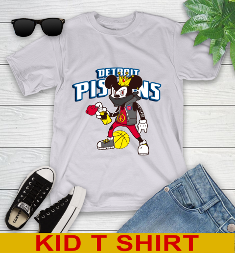 Detroit Pistons NBA Basketball Mickey Peace Sign Sports Youth T-Shirt 5