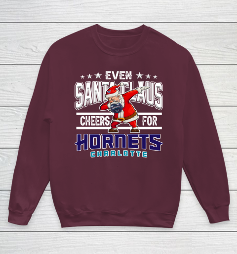 Charlotte Hornets Even Santa Claus Cheers For Christmas NBA Youth Sweatshirt 4