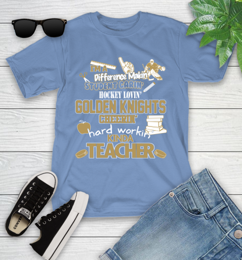 Vegas Golden Knights NHL I'm A Difference Making Student Caring Hockey Loving Kinda Teacher Youth T-Shirt 15