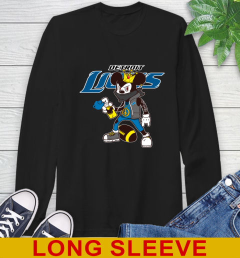 Detroit Lions NFL Football Mickey Peace Sign Sports Long Sleeve T-Shirt 3 Detroit Lions NFL Football Mickey Peace Sign Sports Long Sleeve T-Shirt - Image 3