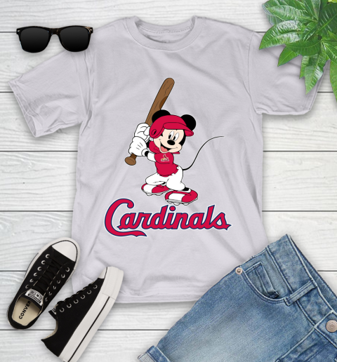 MLB Baseball St.Louis Cardinals Cheerful Mickey Mouse Shirt Youth T-Shirt 4