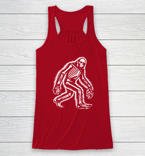 Funny Bigfoot Sasquatch Halloween Skeleton Racerback Tank 3