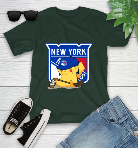 NHL Pikachu Hockey Sports New York Rangers Youth T-Shirt 5
