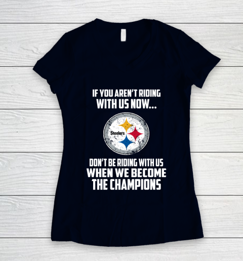 NFL Pittsburgh Steelers Football We Become The Champions Women's V-Neck T-Shirt 2