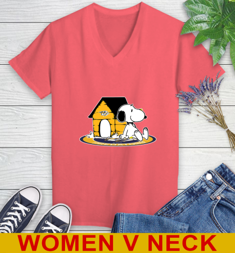 NHL Hockey Nashville Predators Snoopy The Peanuts Movie Shirt Women's V-Neck T-Shirt 7