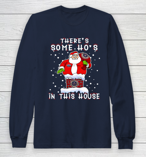 New Orleans Pelicans Christmas There Is Some Hos In This House Santa Stuck In The Chimney NBA Long Sleeve T-Shirt 2
