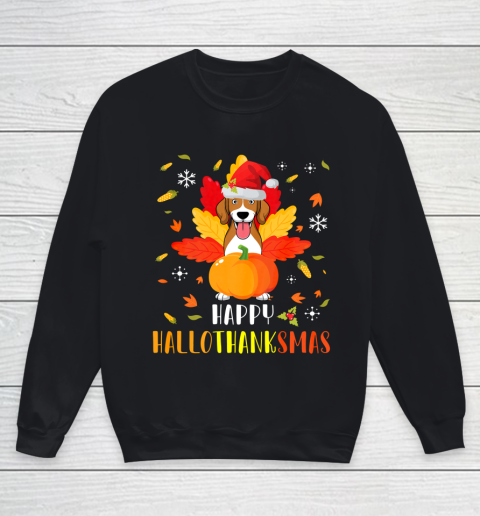 Beagle Dog Happy Halloween Thanksgiving Merry Christmas Youth Sweatshirt