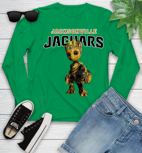 Jacksonville Jaguars NFL Football Groot Marvel Guardians Of The Galaxy Youth Long Sleeve 6