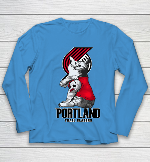 NBA Basketball My Cat Loves Portland Trail Blazers Youth Long Sleeve 5