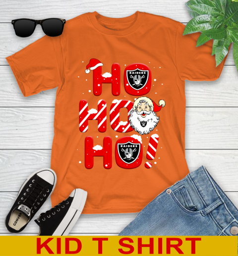 Oakland Raiders NFL Football Ho Ho Ho Santa Claus Merry Christmas Shirt Youth T-Shirt 8