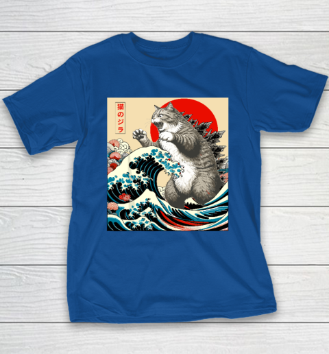 Catzilla Cat Japanese Art Funny Cat Youth T-Shirt 6