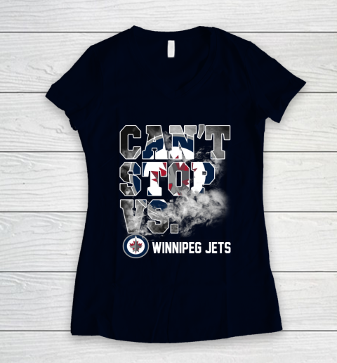 NHL Winnipeg Jets Hockey Can't Stop Vs Women's V-Neck T-Shirt 2