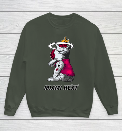 NBA Basketball My Cat Loves Miami Heat Youth Sweatshirt 8