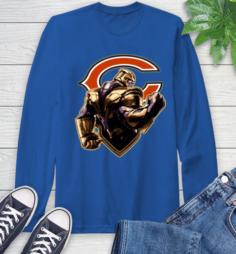 NFL Thanos Avengers Endgame Football Sports Chicago Bears Long Sleeve T-Shirt 9
