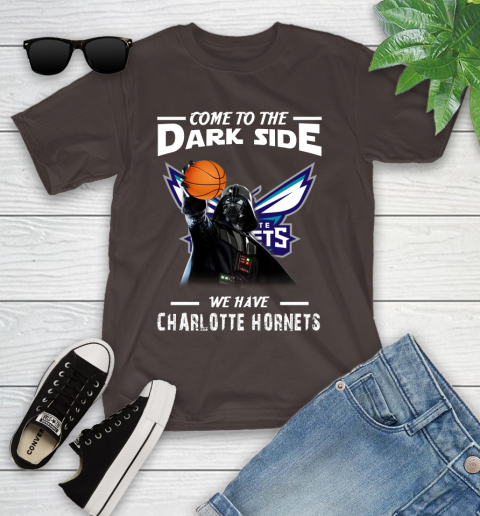 NBA Come To The Dark Side We Have Charlotte Hornets Star Wars Darth Vader Basketball Youth T-Shirt 7