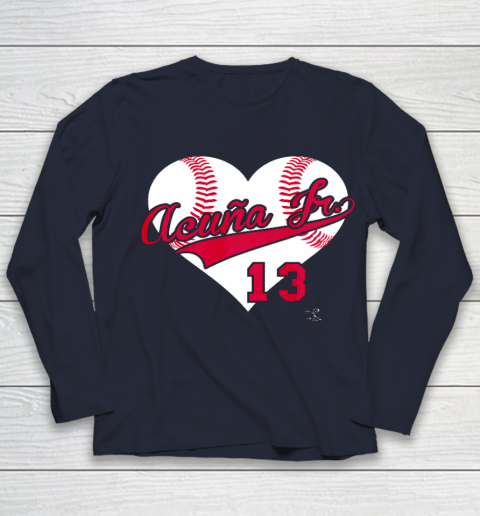 Ronald Acuna Jr Baseball Heart Gameday Youth Long Sleeve 2